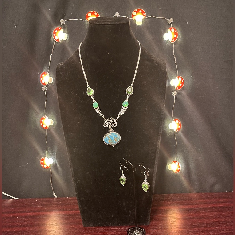 Sterling Silver, Turquoise, & Peridot Jewelry Set